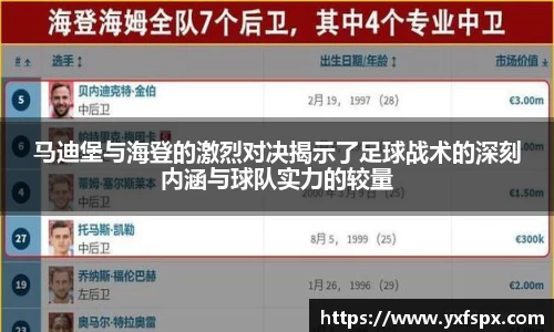 马迪堡与海登的激烈对决揭示了足球战术的深刻内涵与球队实力的较量